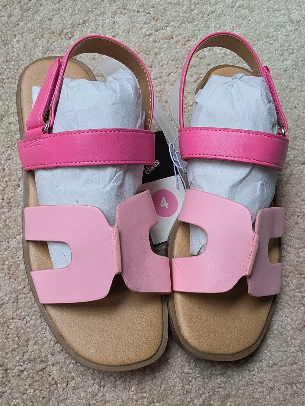 art class Two-Tone Pink Girls Buckle Strap Sandals